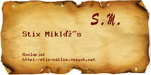 Stix Miklós névjegykártya