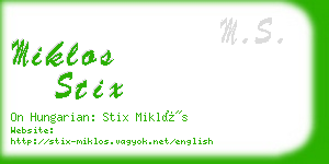 miklos stix business card